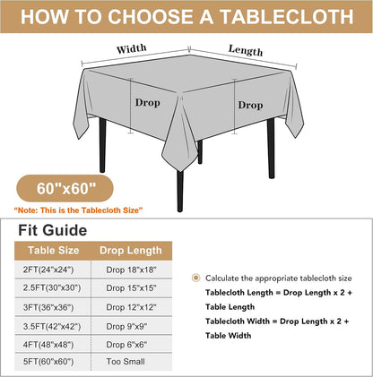 sancua Rectangle Tablecloth - 60 x 60 Inch - Stain and Wrinkle Resistant Washable Polyester Table Cloth, Decorative Fabric Table Cover for Dining Tables, Buffet Parties and Camping, Pink