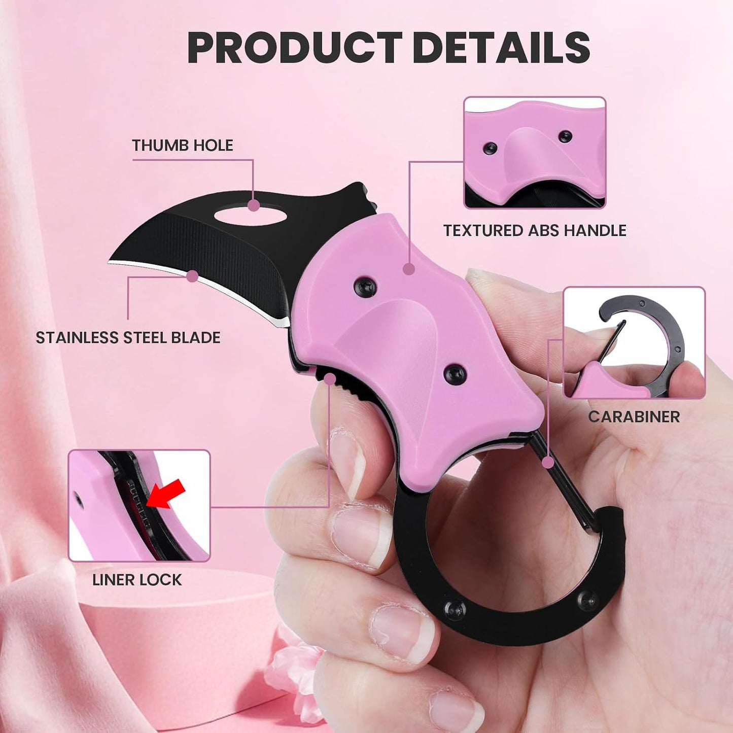 coldown 3 Pack Pink Pocket Knife Gifts for Women Men Adults, Cute Folding Knives Gadgets with 1.34in Stainless Steel Blade, Box Cutter, Gift Idea for Mom Wife Girlfriend