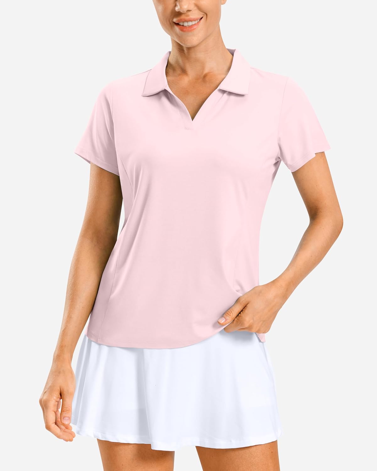 G Gradual Polo Shirts for Women Short Sleeve Golf Shirts V Neck Collared Top Cooling Lightweight UPF 50+ Tennis Work Dry Fit