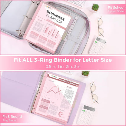 SKYDUE Binder Dividers with Two Pockets, 1Set, 5 Tabs Dividers for 3 Ring Binder, Plastic Binder Dividers with Tabs for School, Office, and Home Organization,Pink