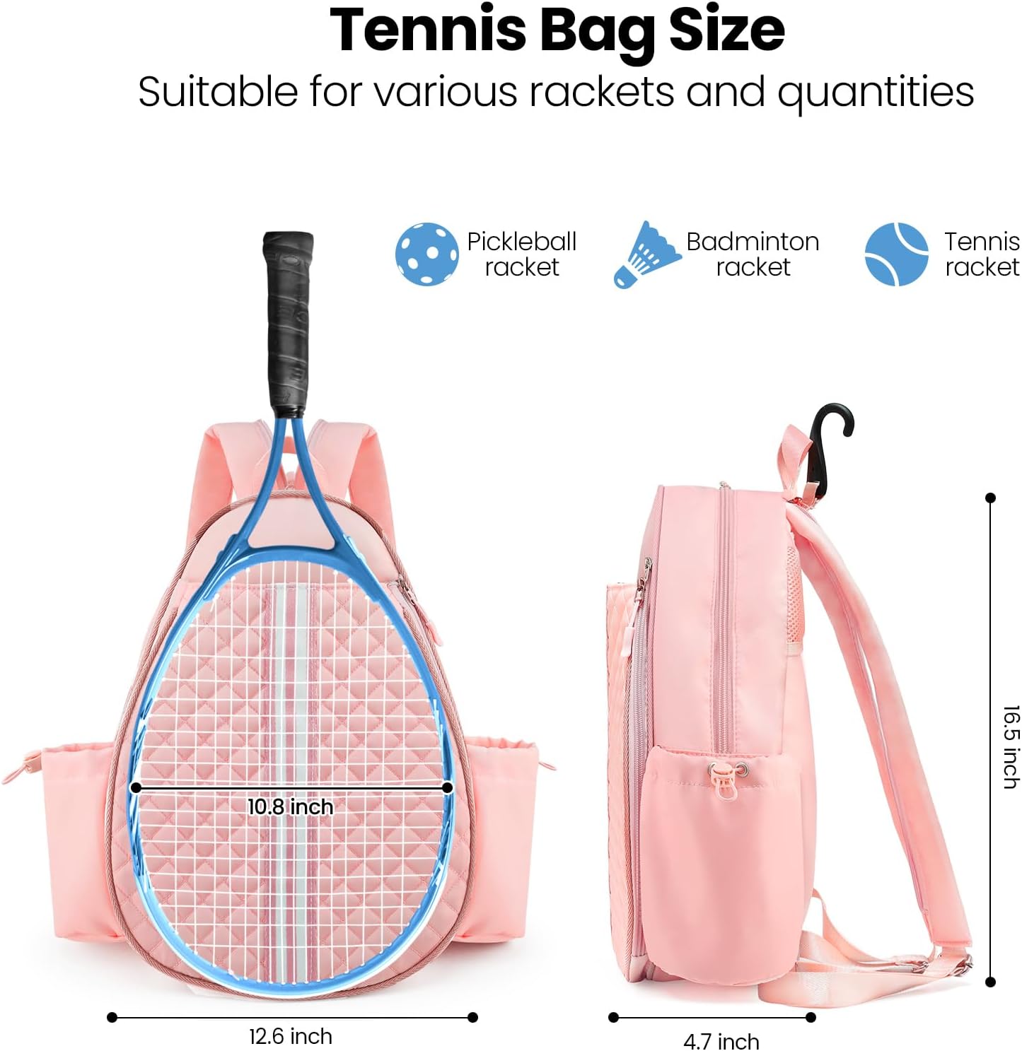 Mosthink Tennis Bag, Pickleball Bags for Women Water-Resistant and Machine Washable Tennis Racket Backpack, Lightweight Sports Bag for Pickleball, Badminton
