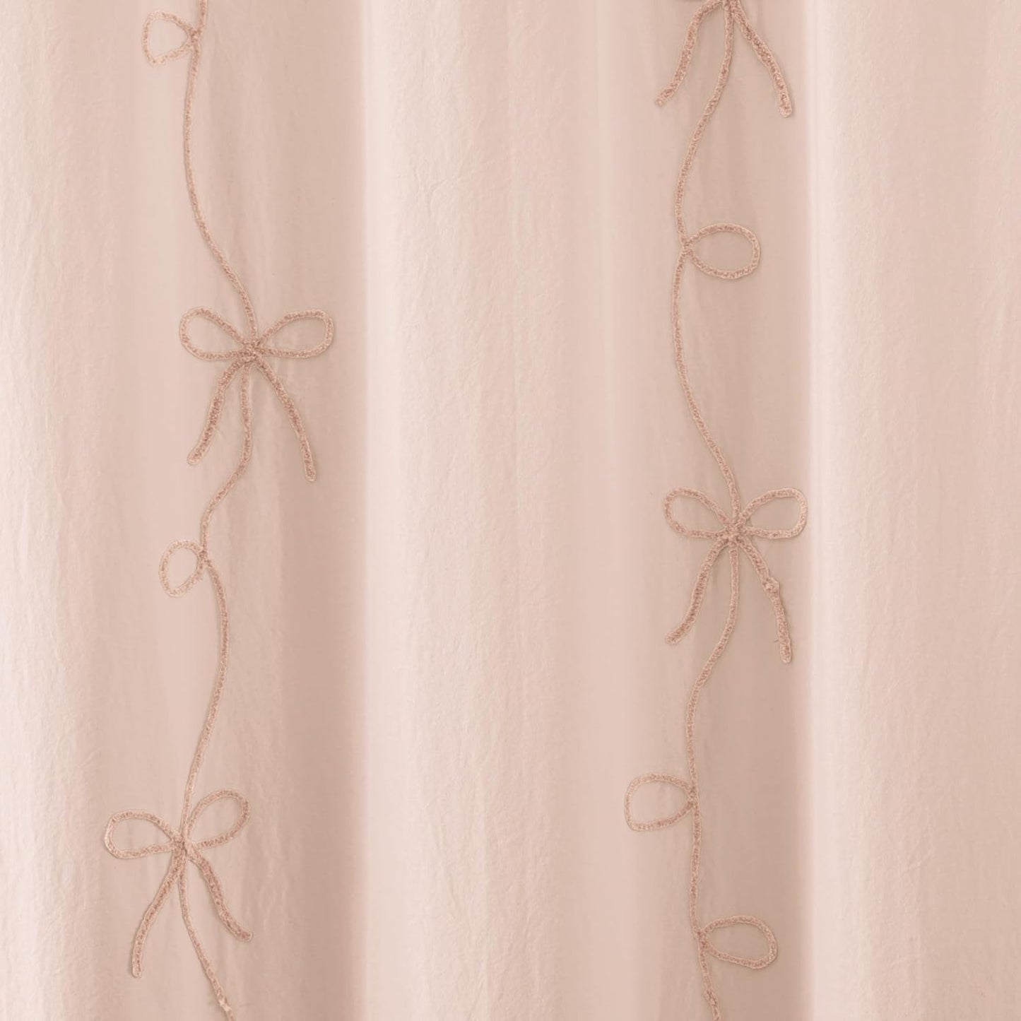 Peri Home 100% Cotton Fabric Shower Curtain for Bathroom, 72 x 72 inches, Blush Sasha Bows