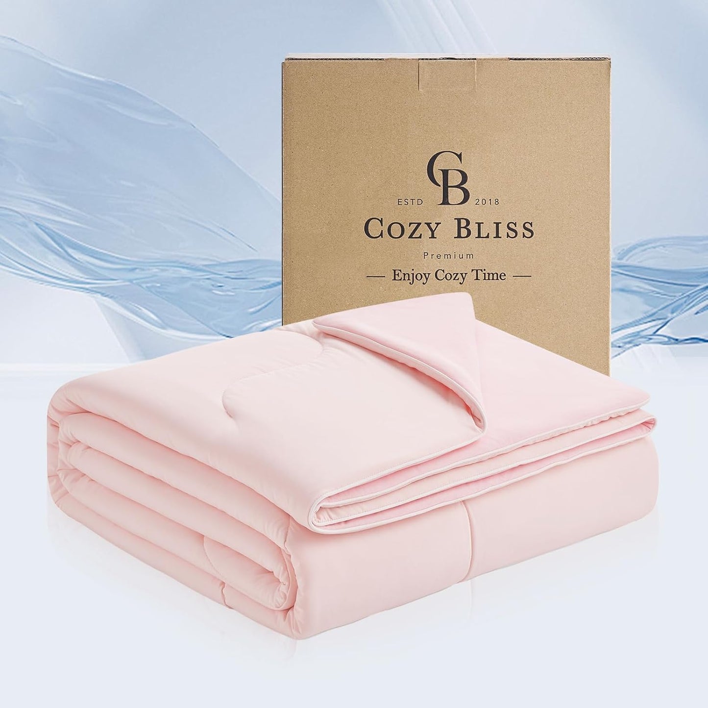 Cozy Bliss Cooling Comforter King Size x Sorona® Viscose Natural Fiber, Reversible Silky Smooth Cooling Blanket with Q-Max＞0.45 for Hot Sleepers & Night Sweats, Cool Pink, 106"x90"