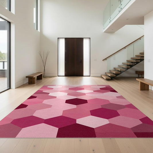 Design&I 8'x10' Smooth Finish Contemporary Abstract Foldable Mat, Blush Pink Snag-Free Chair-Friendly Large Carpet for Dining Room, Large Office, Lounge | 2135594