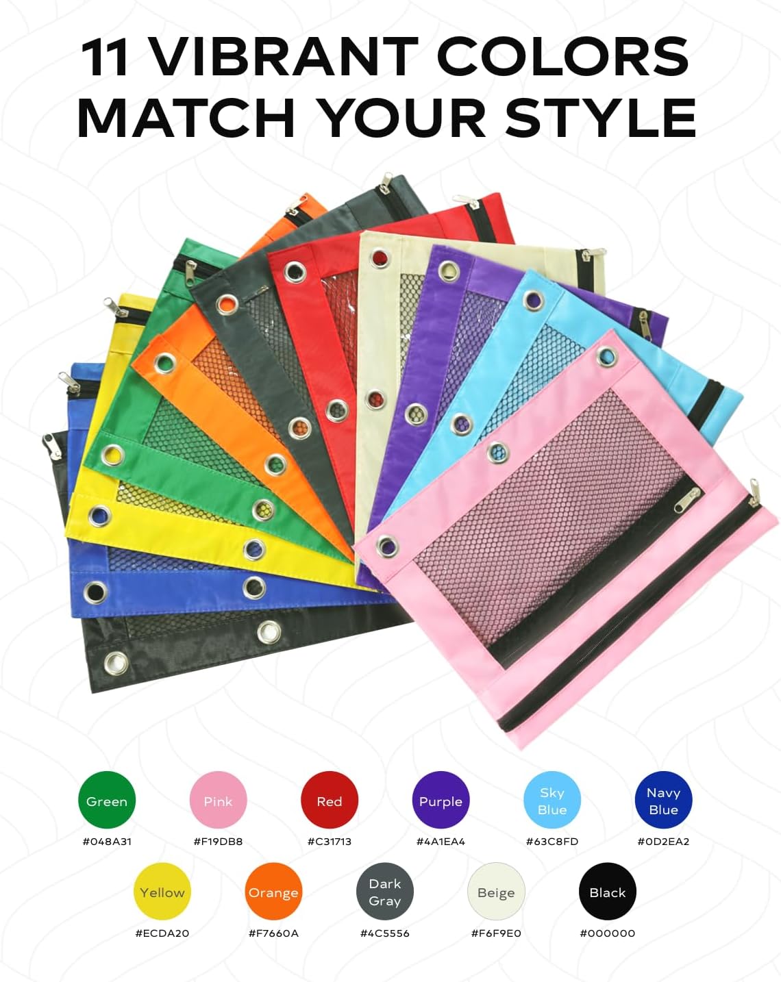 3 Ring Binder Pencil Pouch - Oxford Fabric Pencil Case with 2 Zippered Pockets, Clear Mesh Window Pencil Bag, B5 Size for Office & Travel Supplies (Pink)