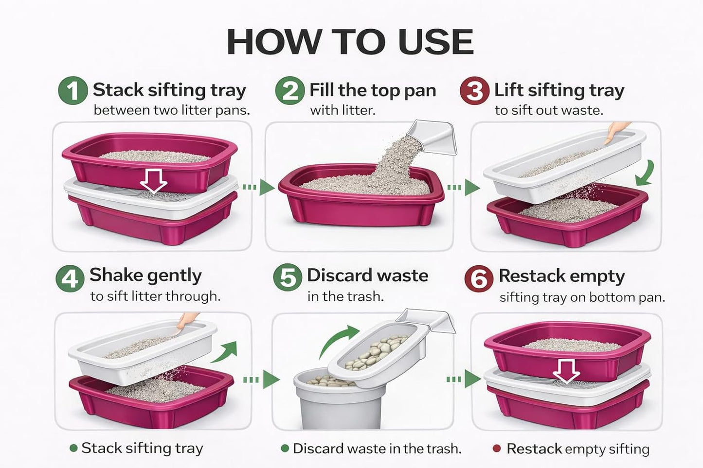 Classic Plus Sifting Litter Box Large - Large Cat Litter Pan with Intelligent Sifting System for Hygiene, Savings & Comfort - Durable, Easy Clean Design for Happy Cats (Pink)