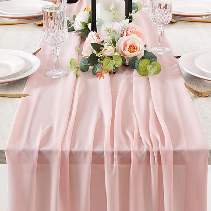 Chiffon Table Runner Light Peach Sheer Table Runner 5 Pieces Wedding Decorations for Wedding Holiday Table Decorations-27x120 inch