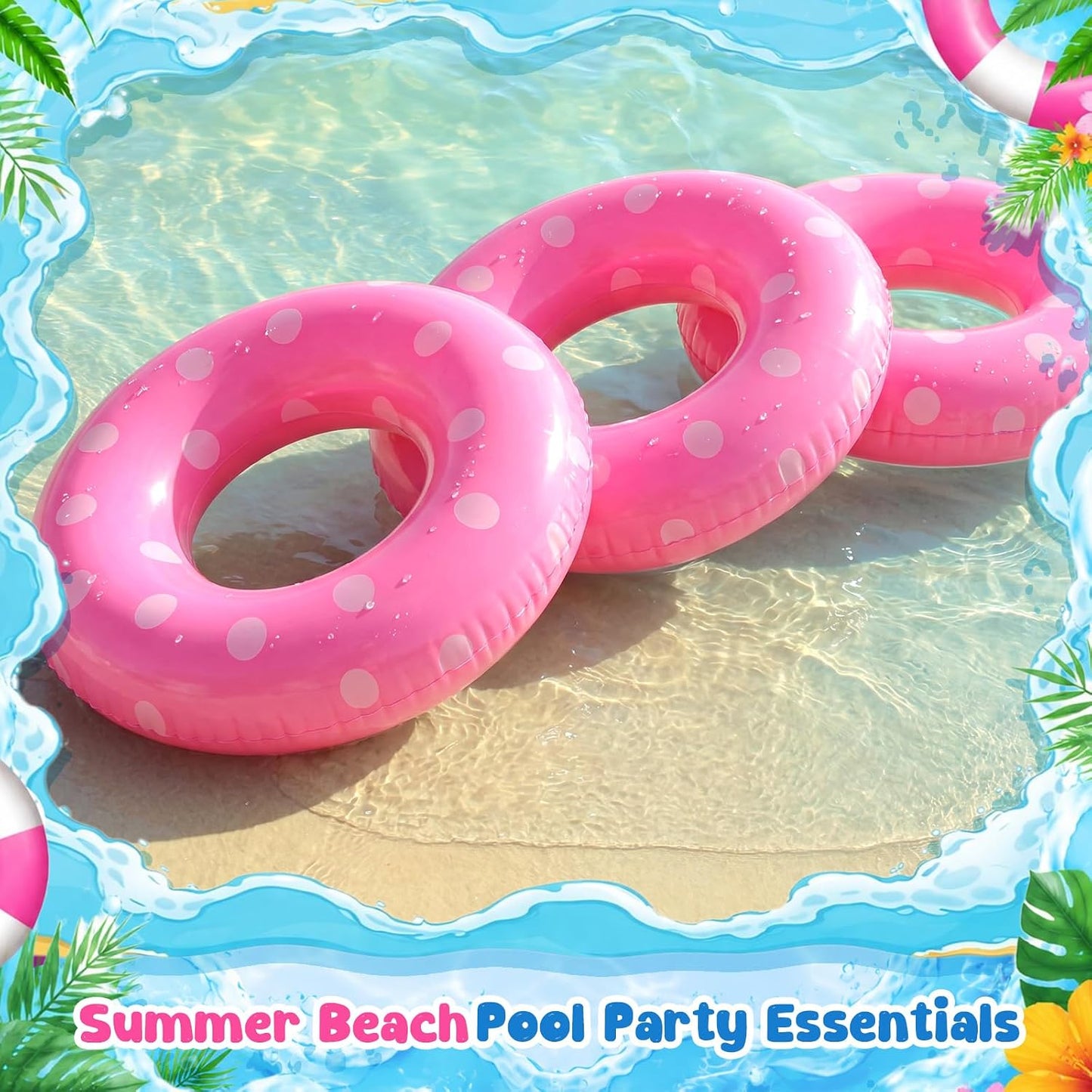 4 Pcs Adults Inflatable Swimming Ring, Polka Dots Themed Pool Floats, Inflatable Tubes for Adults, Pool Float, Beach Lake River Summer Decor Swimming Party
