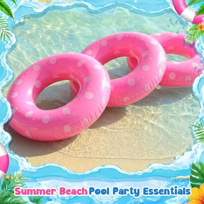 4 Pcs Adults Inflatable Swimming Ring, Polka Dots Themed Pool Floats, Inflatable Tubes for Adults, Pool Float, Beach Lake River Summer Decor Swimming Party