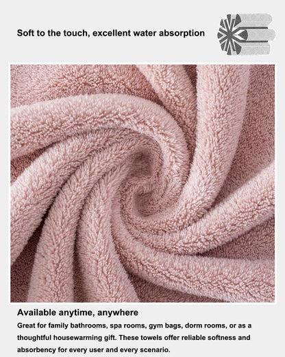 sakano 4-Piece Bath Towel Set,Quick-Dry Absorbent Lint Free & Launder Soft Coral Velvet Microfiber Towels for Bathing, Fitness, Spa, and Guest Use -Pink, 28 x 55 inches