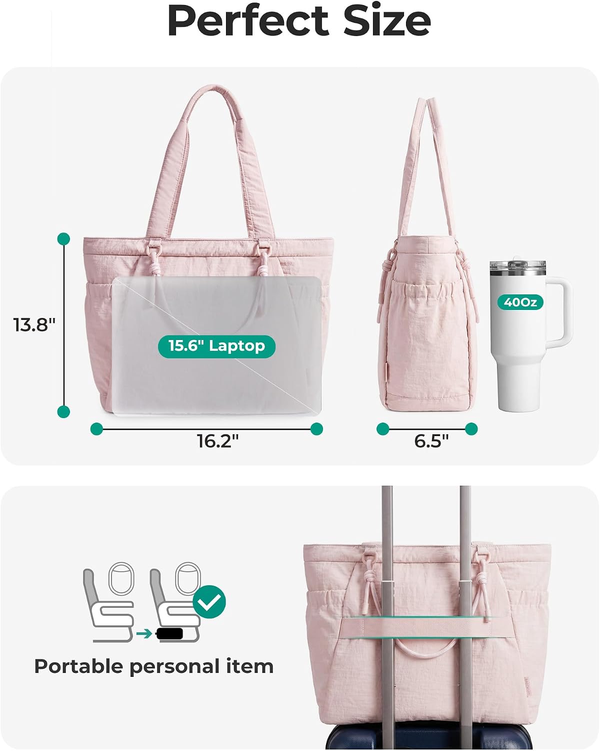 BAGSMART Yoga Pilates Tote Bag for Women with Knotted Handle, Gym Bag | 23L lightweight & waterproof shoulder sling bag, gym bag with yoga mat holder, for 15.6'' Laptop, ideal for work travel
