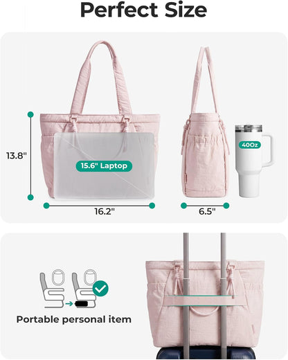 BAGSMART Yoga Pilates Tote Bag for Women with Knotted Handle, Gym Bag | 23L lightweight & waterproof shoulder sling bag, gym bag with yoga mat holder, for 15.6'' Laptop, ideal for work travel
