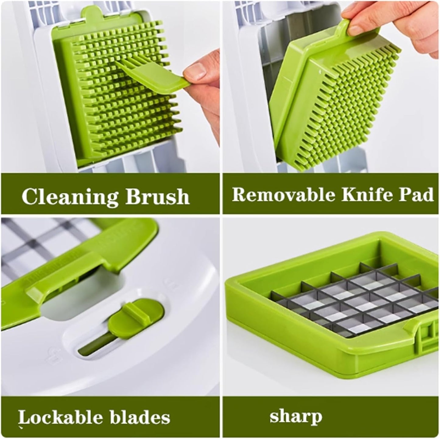 7pcs Vegetable Chopper, High Capacity, Veggie Slicer, Dicer, Easy to Clean, Kitchen Food Cutter with 4 Blade, Save Time and Effort, for Potato Carrot Salad(Pink)