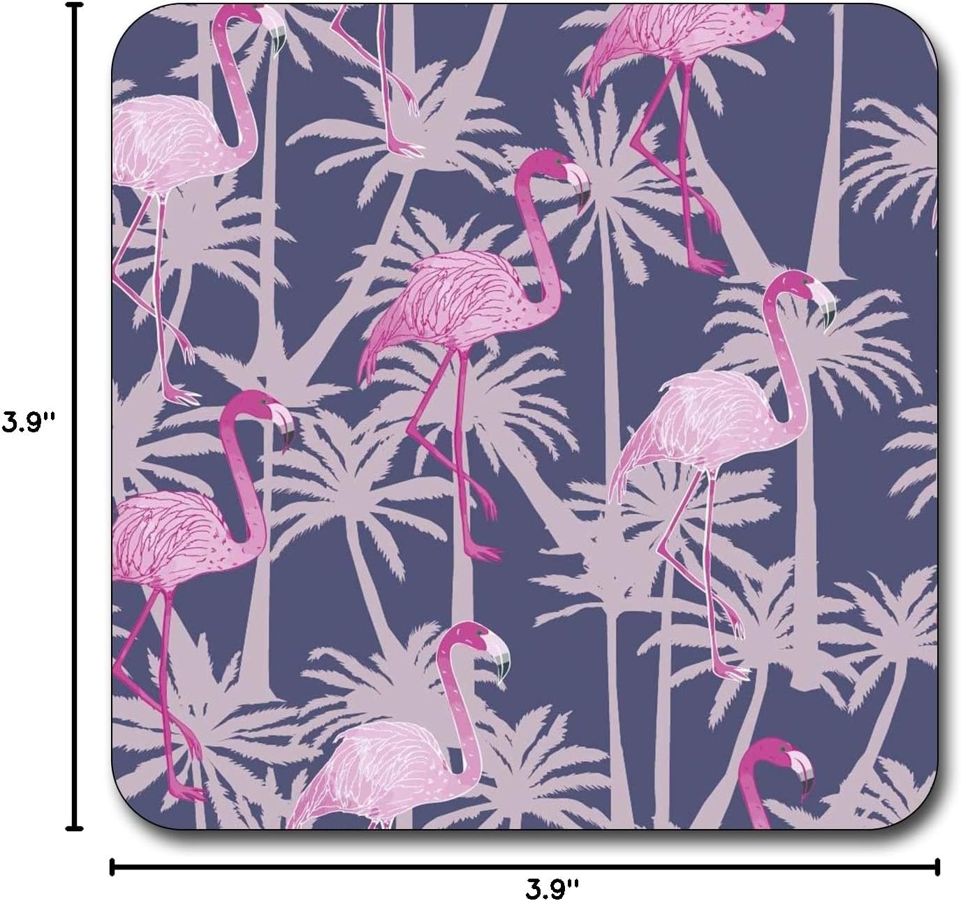 Blush Pink Flamingo Square Coaster Set - Made of Recycled Rubber - Set of 4