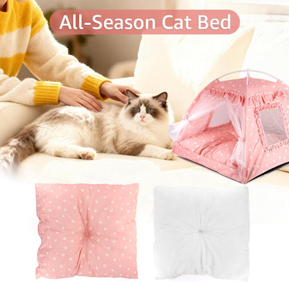 Dog Tent Indoor Cat House Pink Puppy Bed Portable Pet Teepe Princess Dog Camping Tent Outdoor Kitten Houses Cute Bunny Nest Girl Kitty Cave, Small (13.8" x 13.8" x 11.8")