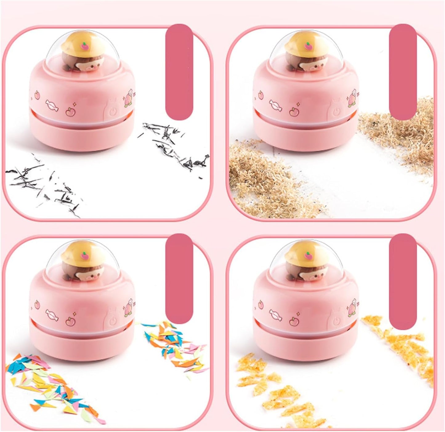 Desktop Mini Cute Vacuum Cleaner, Portable Cartoon Cleaner and Dust Sweep, Table Dust Sweeper Energy Saving, Design for Keyboard, Home, School, Office (Pink)