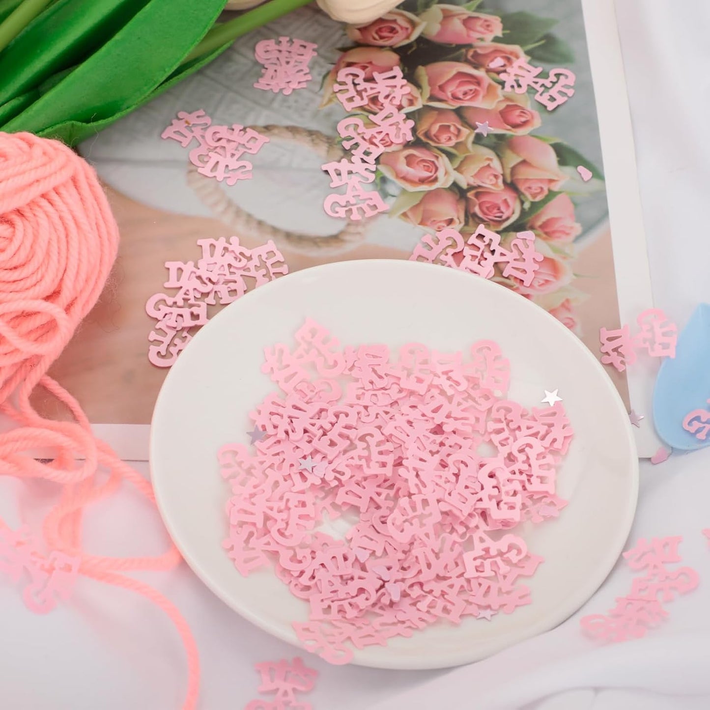 Pink Baby Shower Confetti - 1000PCS Glitter Table Decor for Girl Birthday, Gender Reveal, Baby Sprinkle & Party Decorations