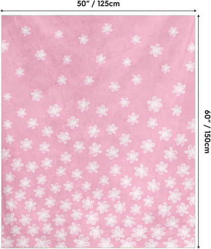 Horaldaily Spring Summer Flannel Blanket Throw, Pink Watercolor Painting Flowers Soft Fuzzy Plush Cozy Fleece Blankets for Couch Sofa Bed Lounging, Ideal Gifts for Kids Adults Wife Self, 50x60