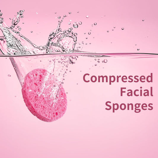 100-Count Compressed Facial Sponges, Natural Cellulose Face Sponges for Cleansing, Exfoliating, Washing face, Makeup Removal, and Spa Use - Travel Skincare Essentials for women