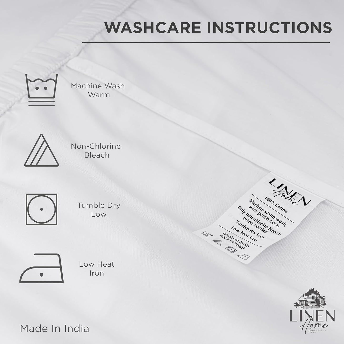Linen Home 100% Cotton Percale Pillowcases Queen Size, Tropical Peach, 2 Pieces of Pillow Case, Crisp and Cool Strong Bed Linen, 20 inches X 30 inches