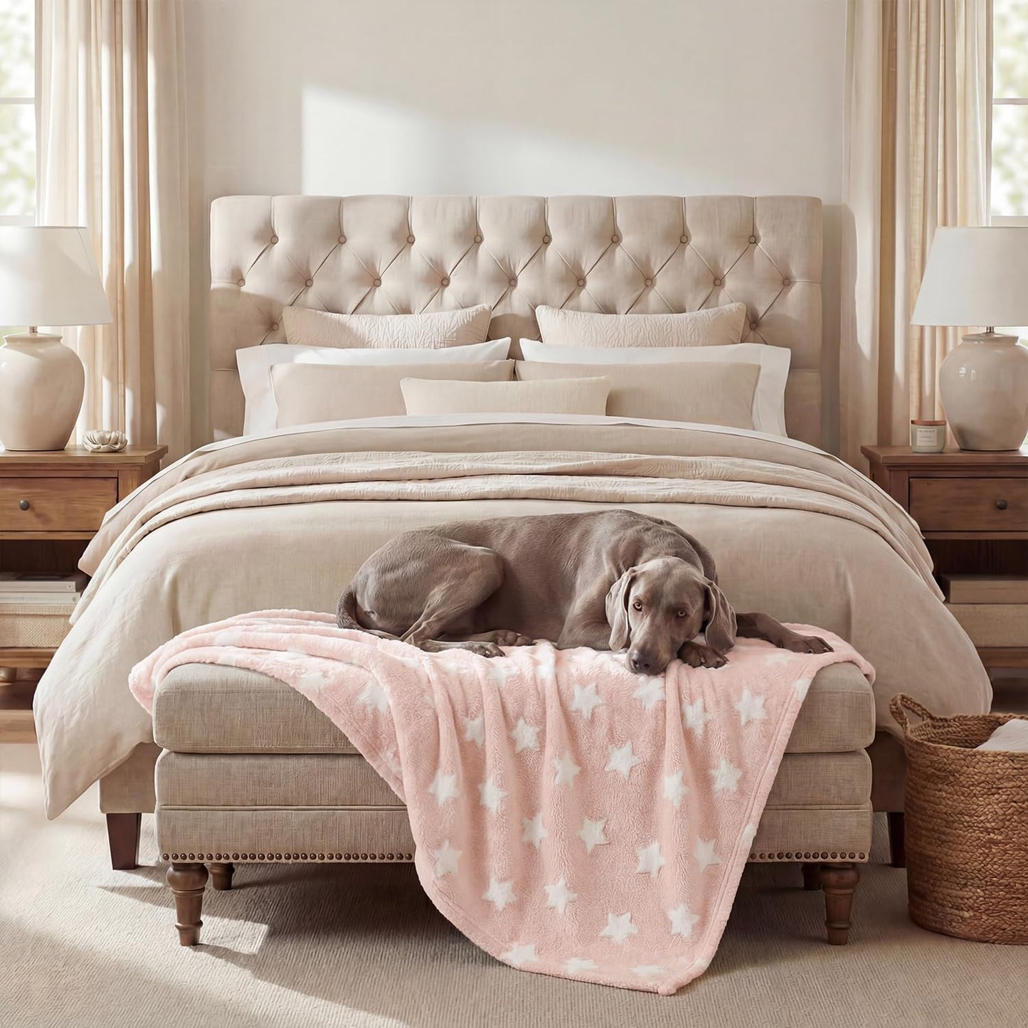 Horaldaily Pets Flannel Blanket, Pink Stars 3D Textured Soft Fuzzy Fluffy Plush Cozy Fleece Premium Blankets for Dog Cat Puppy Kitten Couch Protection, 16x23