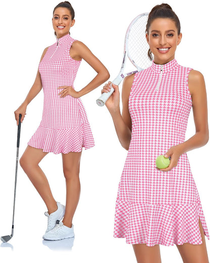 Cucuchy Womens Golf Tennis Dress Sleeveless Athletic Sports Workout Dresses