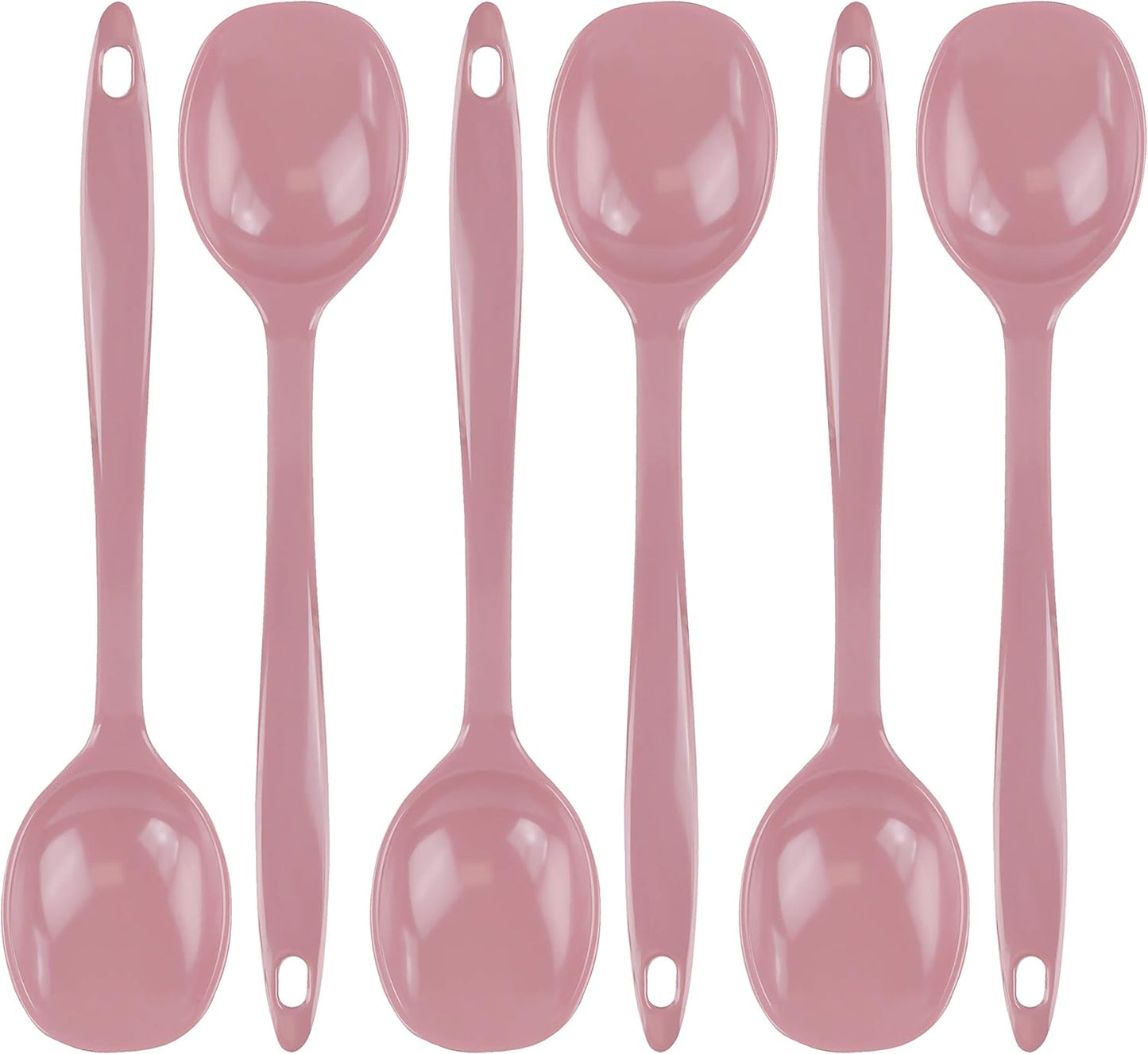 Reston Lloyd Cooking Spoon for Serving, Basting, Mixing, Heat Resistant, BPA Free Melamine 11 inch Utensil with Ergonomic Handle, Set of 6, Pink