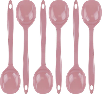 Reston Lloyd Cooking Spoon for Serving, Basting, Mixing, Heat Resistant, BPA Free Melamine 11 inch Utensil with Ergonomic Handle, Set of 6, Pink