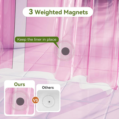 Pink Shower Curtain Liner 72x72, 2 Pack Lightweight Waterproof PEVA Plastic Transparent Shower Curtain for Bathroom with 3 Strong Magnets and 12 Rustproof Grommets