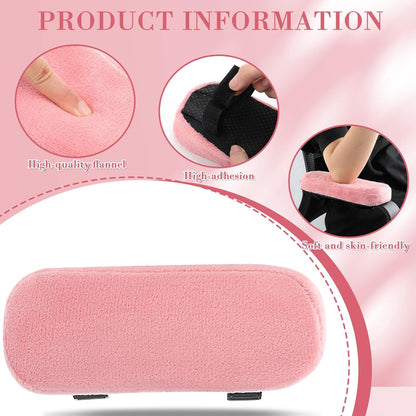 Threlaco 2 Pcs Office Chair Armrest Pads Soft Foam Office Chair Arm Covers Fluffy Flannel Gaming Armchair Armrest Cushion for Elbows and Forearms Support Pressure Relief (Pink)