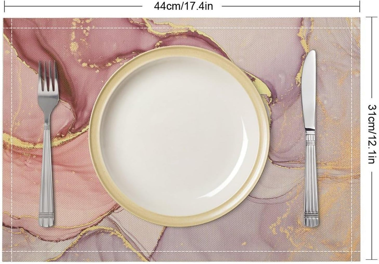 Marble Placemats Set of 4,Modern Abstract Pink Gold Marble Texture Pattern Placemats Table Mat for Home Dining Table Kitchen Party Decor 12x18in 4PCS