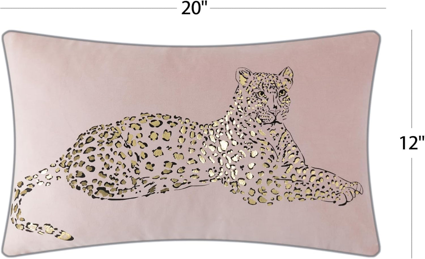 JWH Leopard Print Throw Pillow Cover Decorative Velvet Cushion Case Gold Foil Printing Lumbar Pillowcase for Bed Couch Chair Car 12x20 Inches Light Pink