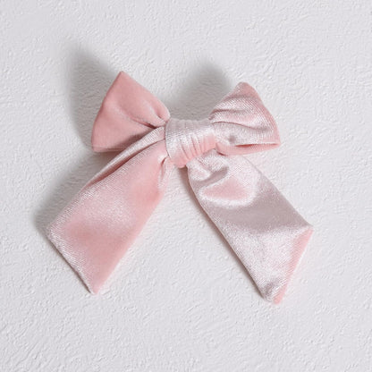 2pc Light Pink Hair Bows 4" Soft Velvet Ribbon Bowknot Alligator Clip for Teen Toddler Baby Girls Kids Women Birthday Tutu Dress Ponytail Decor Accessory Valentines Gift