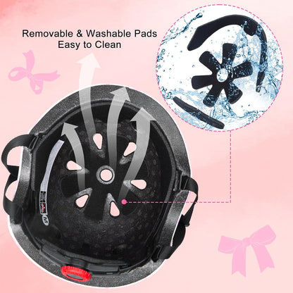 Helmet for Kids 3-8-14, Kids Bike Helmet with DIY Bow, Adjustable Toddler Youth Girls Helmets for Skating Bicycle Scooter Skateboard