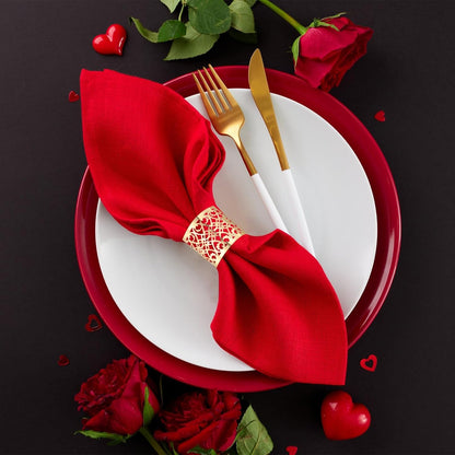 uxcell 50Pcs Napkin Rings Laser Cut Foil Paper, Napkin Holder Hollow Napkin Bands for Weddings Party Serviette Table Decoration Restaurant (Pink, 5.3 x 1.6)