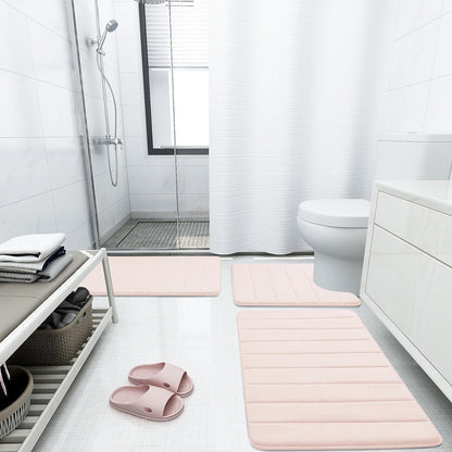 Buganda Memory Foam Bath Mat, 47" x 17", Ultra Soft and Non-Slip Bathroom Rugs, Water Absorbent and Machine Washable Bath Rug Runner for Bathroom, Shower, and Tub, Pink