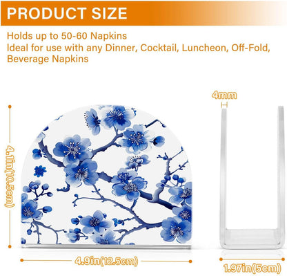 Blue Peach Blossom Kitchen Napkin Holders, Napkin Dispenser for Table, Kitchen Home Décor Paper Storage - 2 pcs