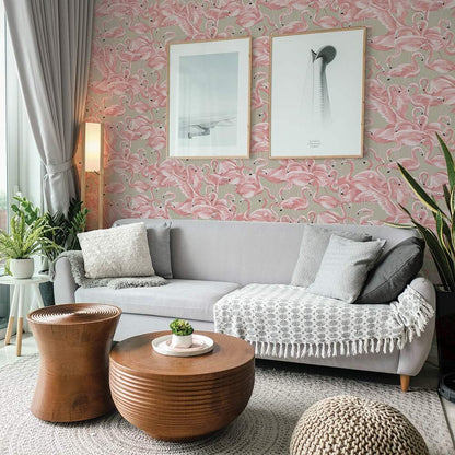 Tempaper Ballerina Pink Flamingo Removable Peel and Stick Wallpaper, 20.5 in X 16.5 ft, Made in the USA