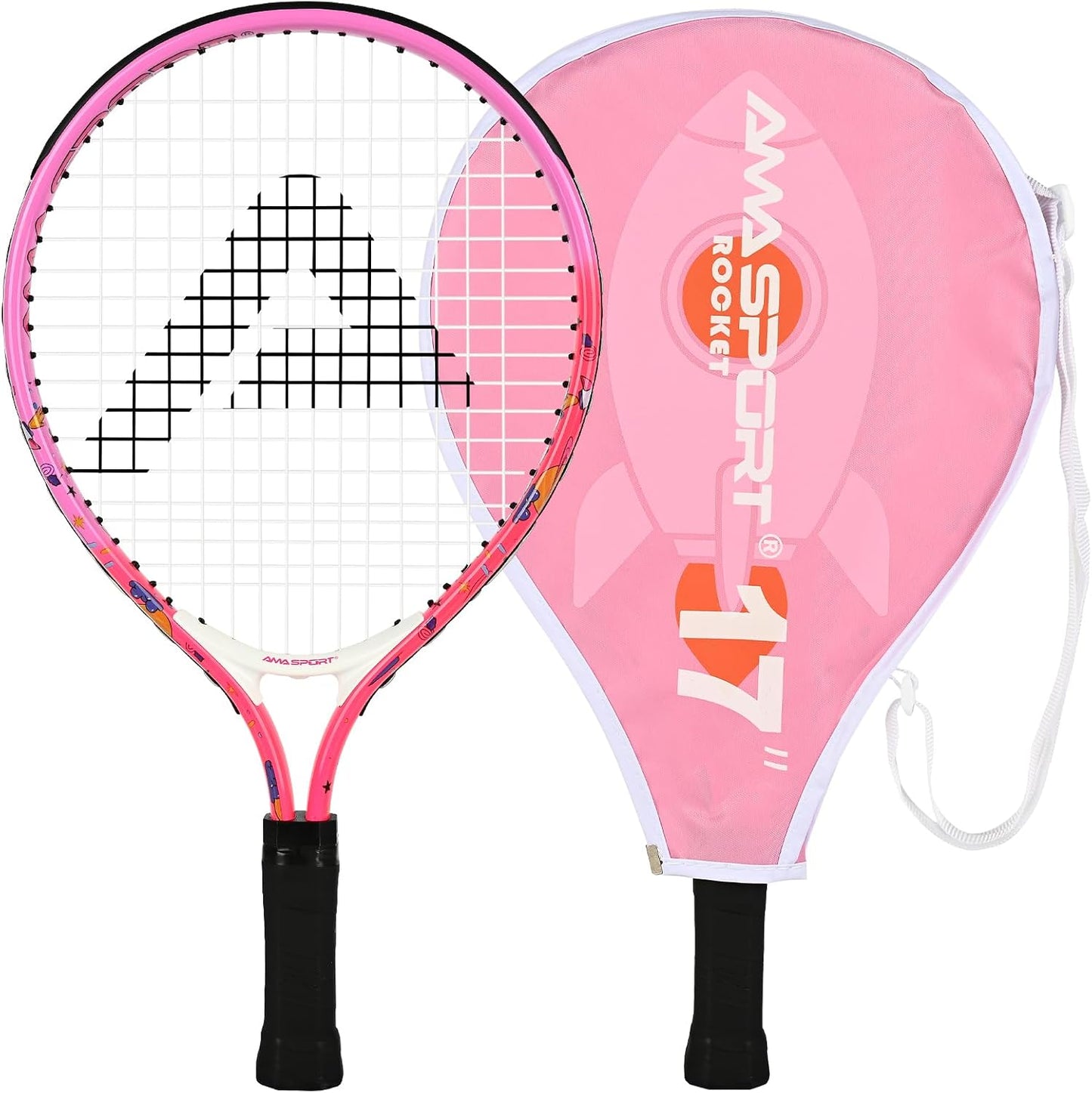 AMA SPORT Kids Tennis Racket 17/19/21/23/25 Inch Tennis Racket for Kids Girls and Boys Beginners Toddlers Starter Junior Racquet with Shoulder Strap Bag (Age 2-10)