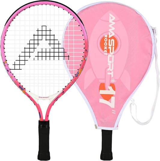 AMA SPORT Kids Tennis Racket 17/19/21/23/25 Inch Tennis Racket for Kids Girls and Boys Beginners Toddlers Starter Junior Racquet with Shoulder Strap Bag (Age 2-10)