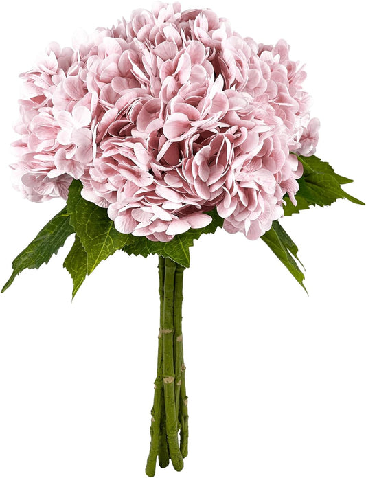 Yatim 21In Pink Artificial Hydrangea Flowers 5 Pcs Real Touch 3D Print Latex Flowers for Wedding Centerpieces Bouquets DIY Floral Decor Home Decoration with Stems