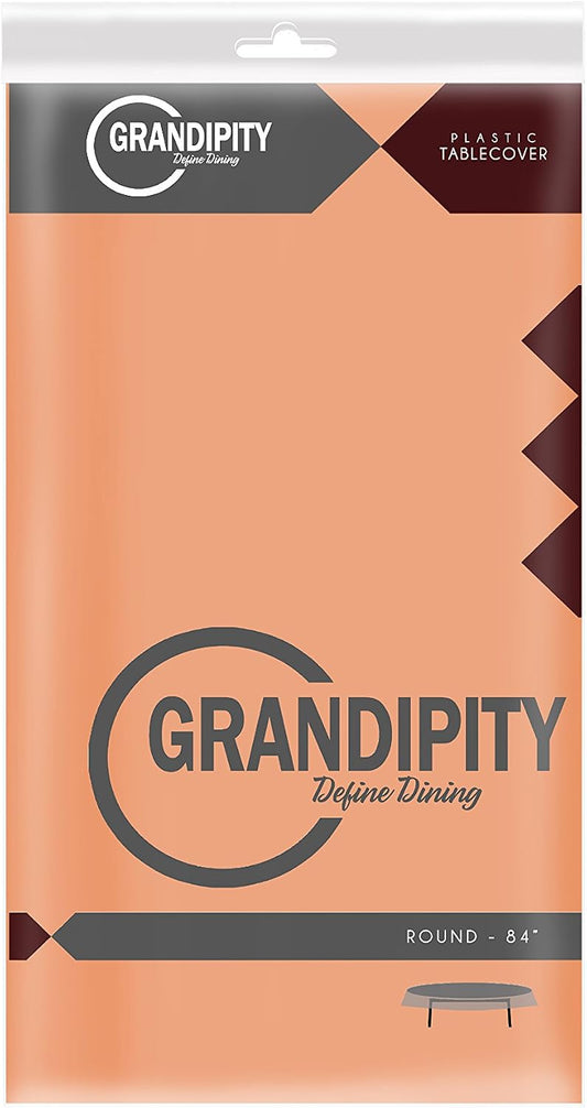Grandipity Peach 1 Pack Premium Disposable Plastic Tablecloth 84" Inch Round Table Cover