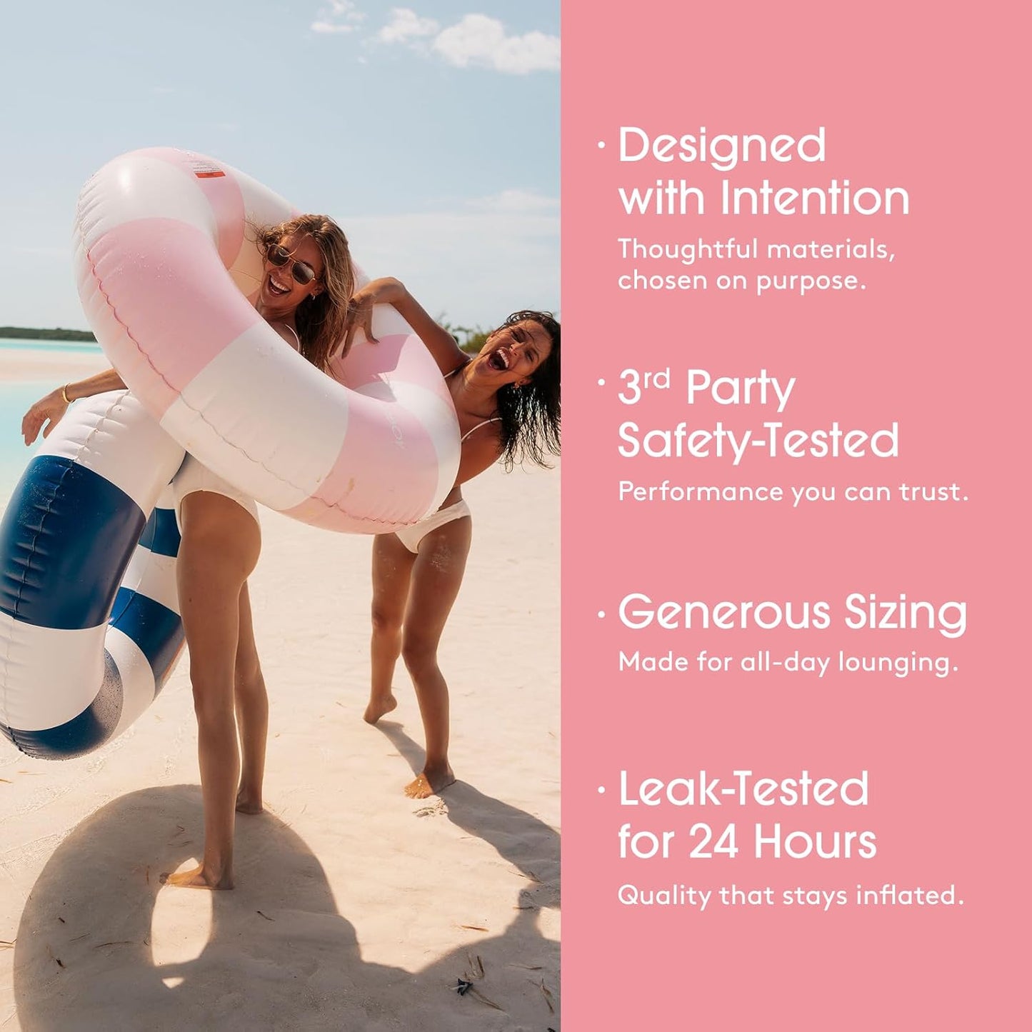FUNBOY Giant Vintage Stripe Inflatable Tube Pool Float with Cup Holder 48" Large Pool Float for Adults Inner Tube Swimming Pool Toys Swim Rings Pool Lounger Float for Pool Party & Summer