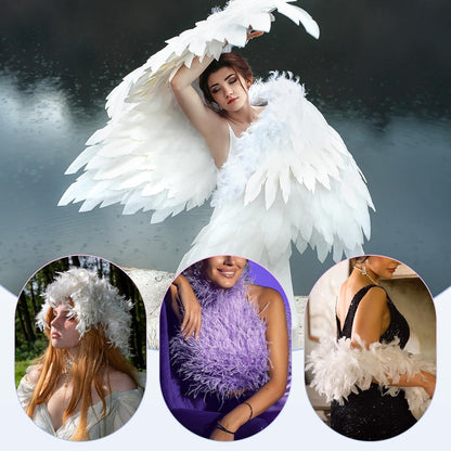 M METERXITY Goose Feathers Trim Fringe, 2 Yards 6-8" Natural Fluffy Feather Trim for Crafting/DIY Sewing/Party Clothing/Wedding Dress Decoration/Dream Catcher [Peach]