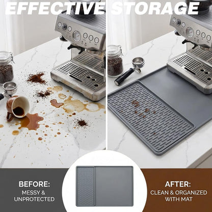 CAKETIME 2 In 1 16"x20" Silicone Coffee Bar Mat Accessories for espresso Machine with Detachable Dish Drying Mat Easy to Clean Kitchen Cafetera Barista Tools Pink Room Decor Cut Girls Gifts