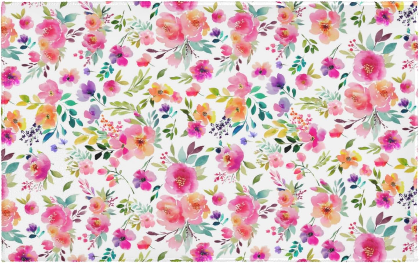 Pink Floral Bathroom Rug Spring Watercolor Boho Non Slip Low Pile Bath Mats Machine Washable Farmhouse Flower Bath Rugs for Bathroom Shower Tub Sink Laundry Room 20x32 Inch