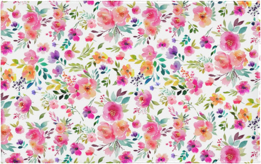 Pink Floral Bathroom Rug Spring Watercolor Boho Non Slip Low Pile Bath Mats Machine Washable Farmhouse Flower Bath Rugs for Bathroom Shower Tub Sink Laundry Room 20x32 Inch