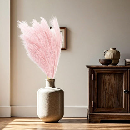 8 Pcs Light Pink Tall Faux Pampas Grass Decor, 45 Inches Artificial Pampas Grass Bulk, Large Faux Pompas Dried Decor for Floor Vase Filler, Home Boho, Wedding Anniversaries, Baby Shower Decoration