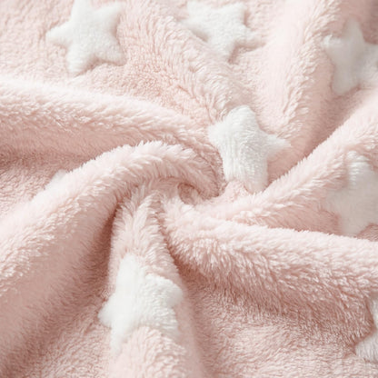 Horaldaily Pets Flannel Blanket, Pink Stars 3D Textured Soft Fuzzy Fluffy Plush Cozy Fleece Premium Blankets for Dog Cat Puppy Kitten Couch Protection, 16x23