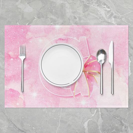 Feelyou Cute Pink Bow Placemats Set of 4 Bow Knot Table Mats Kawaii Place Mat for Kitchen Dining Table Party Decor Indoor Outdoor 18"x12" Non-Slip Easy to Clean Princess Bowknot